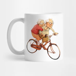 Old Couple Bicycling Mug